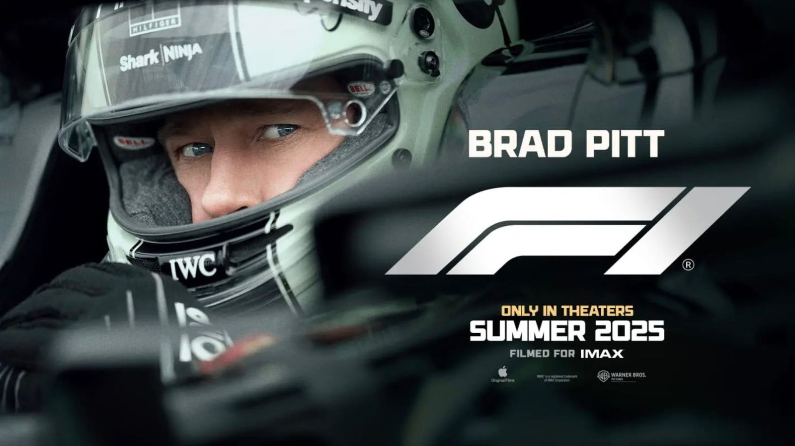 copertina del film F1 con Brad Pitt una vera opportunità per la pubblicità nei cinema di concessionari, scuole di guida sicura, eventi auto